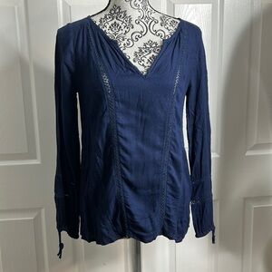 Lucky Brand Long Sleeve Dark Blue Blouse XS